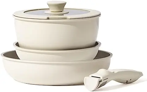 Ceramic Cookware Set - Non-Stick Frying Pots and Pans with Removable/Detachable Handle - Stackable RV Cookware for Camping - Dis
Ceramic Cookware Set - Non-Stick Frying Pots and Pans with Removable/Detachable Handle - Stackable RV Cookware for Camping - Dis