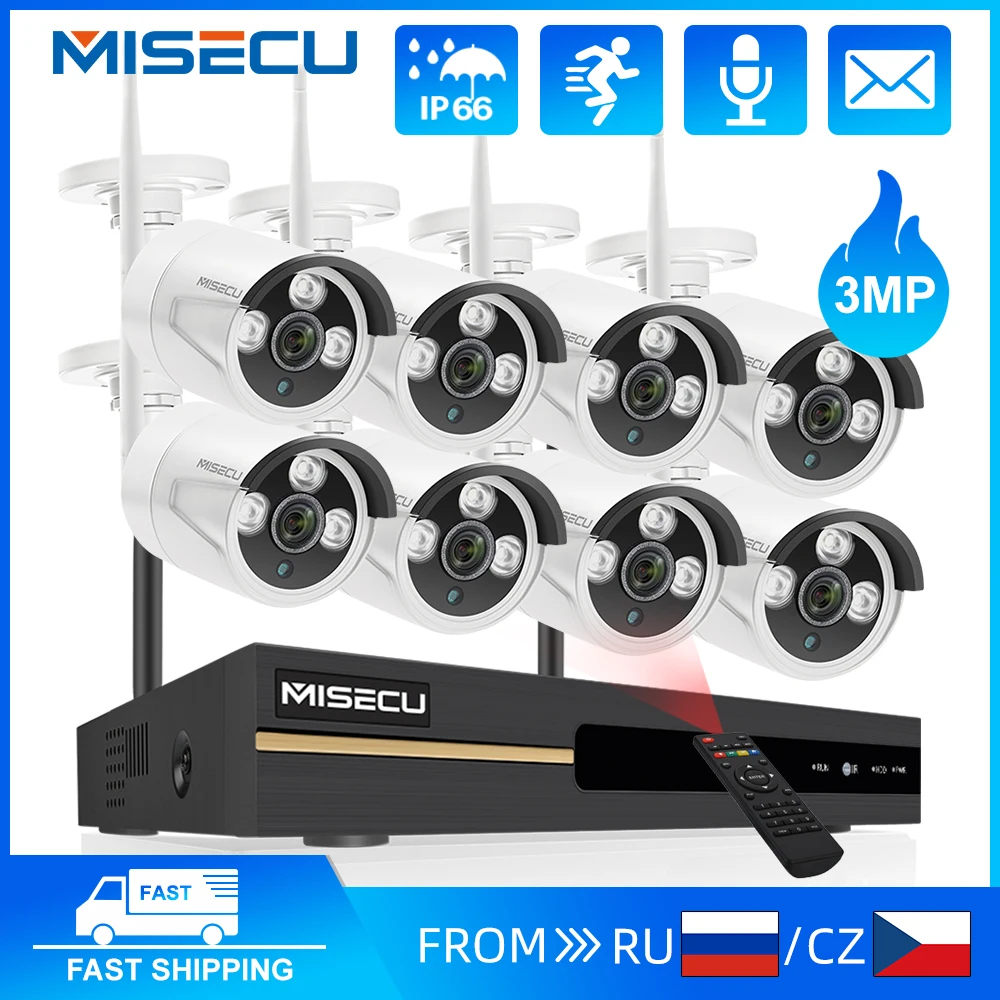 MISECU H.265 Wireless CCTV System 8CH 3MP Secur Camera Outdoor Waterproof Wifi IP Security Camera Audio Video Surveillance Kit
MISECU H.265 Wireless CCTV System 8CH 3MP Secur Camera Outdoor Waterproof Wifi IP Security Camera Audio Video Surveillance Kit