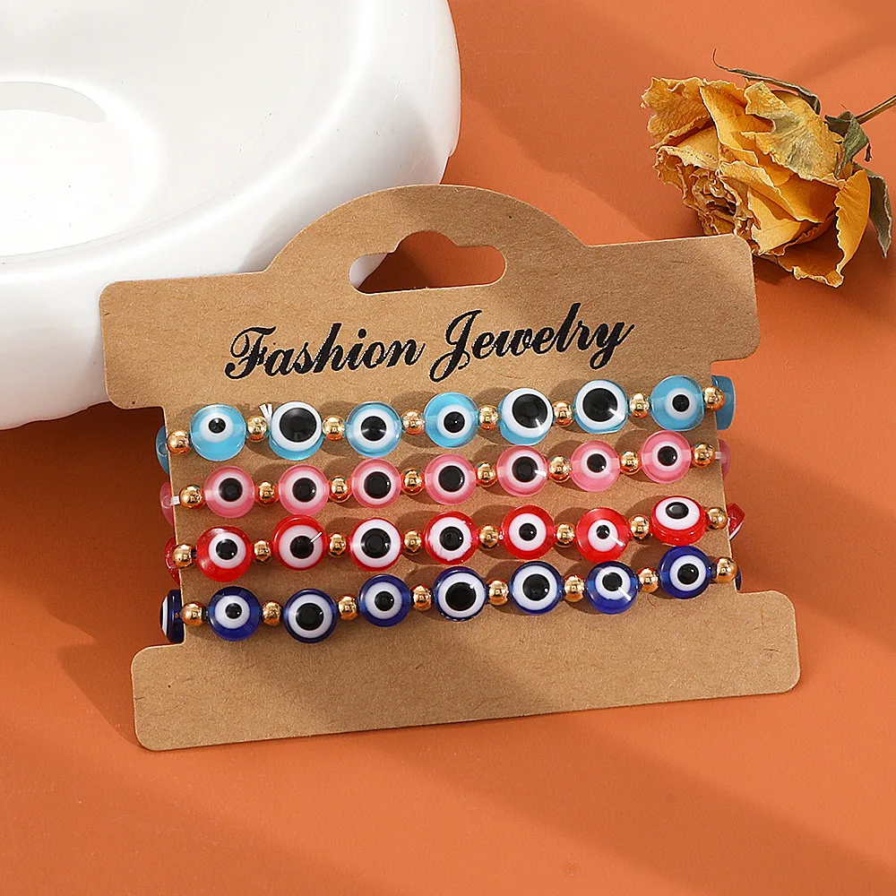 4pcs Bohemian Bracelet Turkey Bangle Set Blue Evil Devil's Eye Beads Chain Fashion Jewelry for Women Girls Men 
4pcs Bohemian Bracelet Turkey Bangle Set Blue Evil Devil's Eye Beads Chain Fashion Jewelry for Women Girls Men