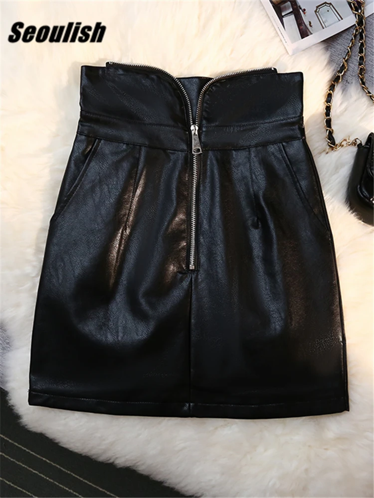 Seoulish Zipper Black Faux PU Leather Wrap Skirts Womens 2022 New High Waist Irregular Sexy Mini Skirts Female Autumn Winter
Seoulish Zipper Black Faux PU Leather Wrap Skirts Womens 2022 New High Waist Irregular Sexy Mini Skirts Female Autumn Winter