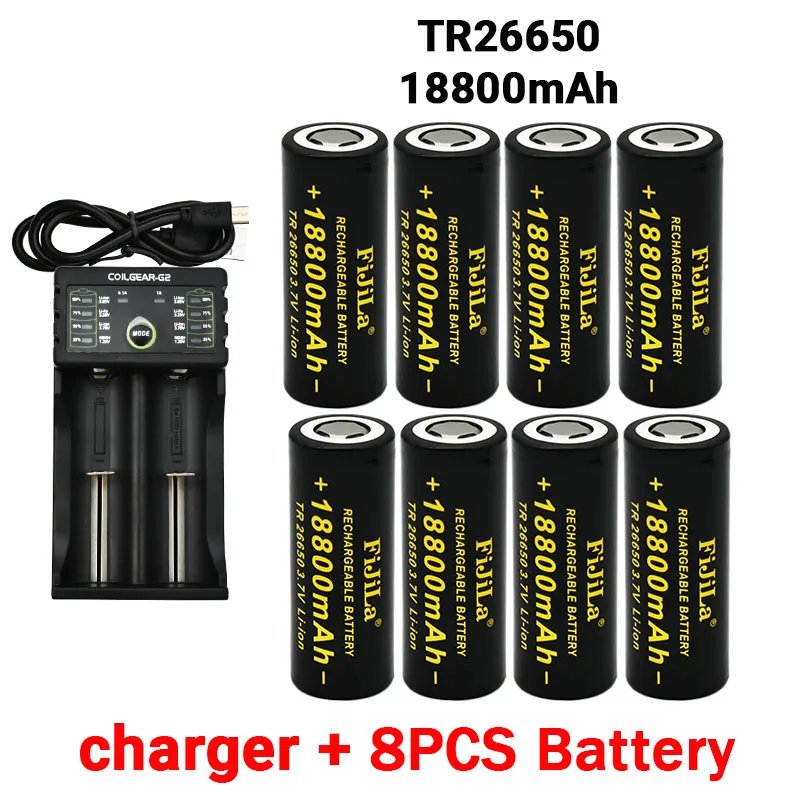 26650 3.7V 18800mAh Battery High Capacity 26650 50A Power Battery Lithium Ion Rechargeable Battery for Toy Flashlight+charger
26650 3.7V 18800mAh Battery High Capacity 26650 50A Power Battery Lithium Ion Rechargeable Battery for Toy Flashlight+charger