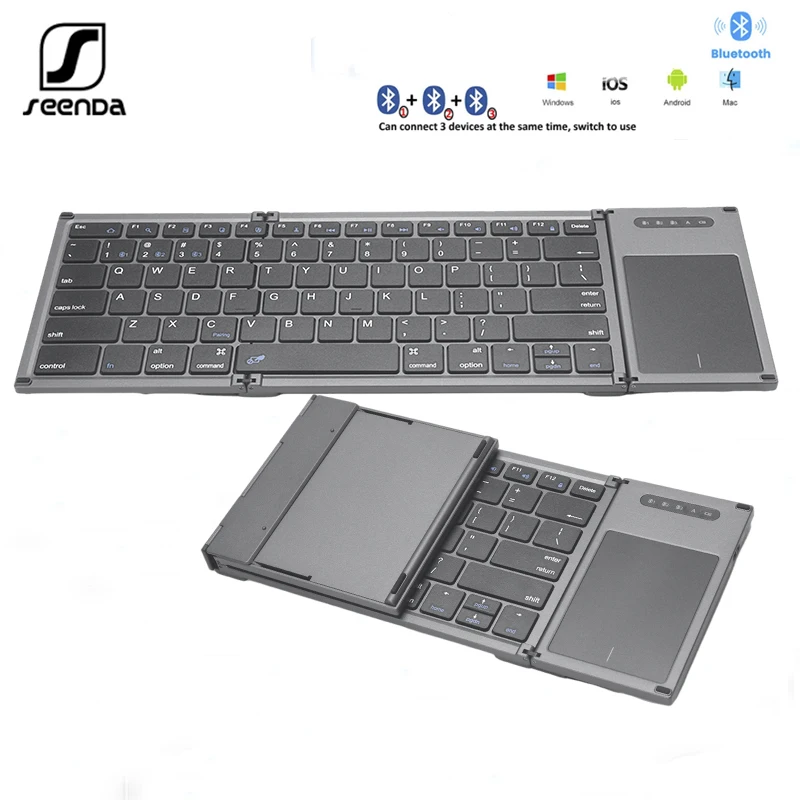 SeenDa Multi-Device Foldable Bluetooth Keyboard Rechargeable Portable Slim Wireless Keyboard with Touchpad for Windows PC Tablet
SeenDa Multi-Device Foldable Bluetooth Keyboard Rechargeable Portable Slim Wireless Keyboard with Touchpad for Windows PC Tablet