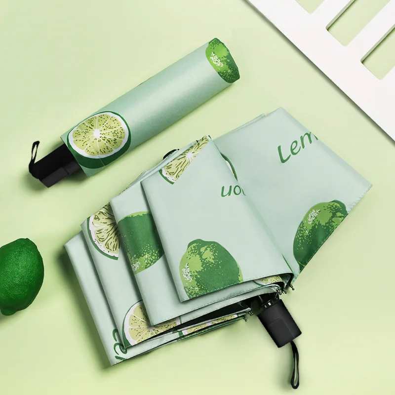 Summer Folding Umbrella Fruit Fully Automatic Rain and Shine Dual Purpose Male and Female Students Anti UV Parasol Umbrella 
Summer Folding Umbrella Fruit Fully Automatic Rain and Shine Dual Purpose Male and Female Students Anti UV Parasol Umbrella