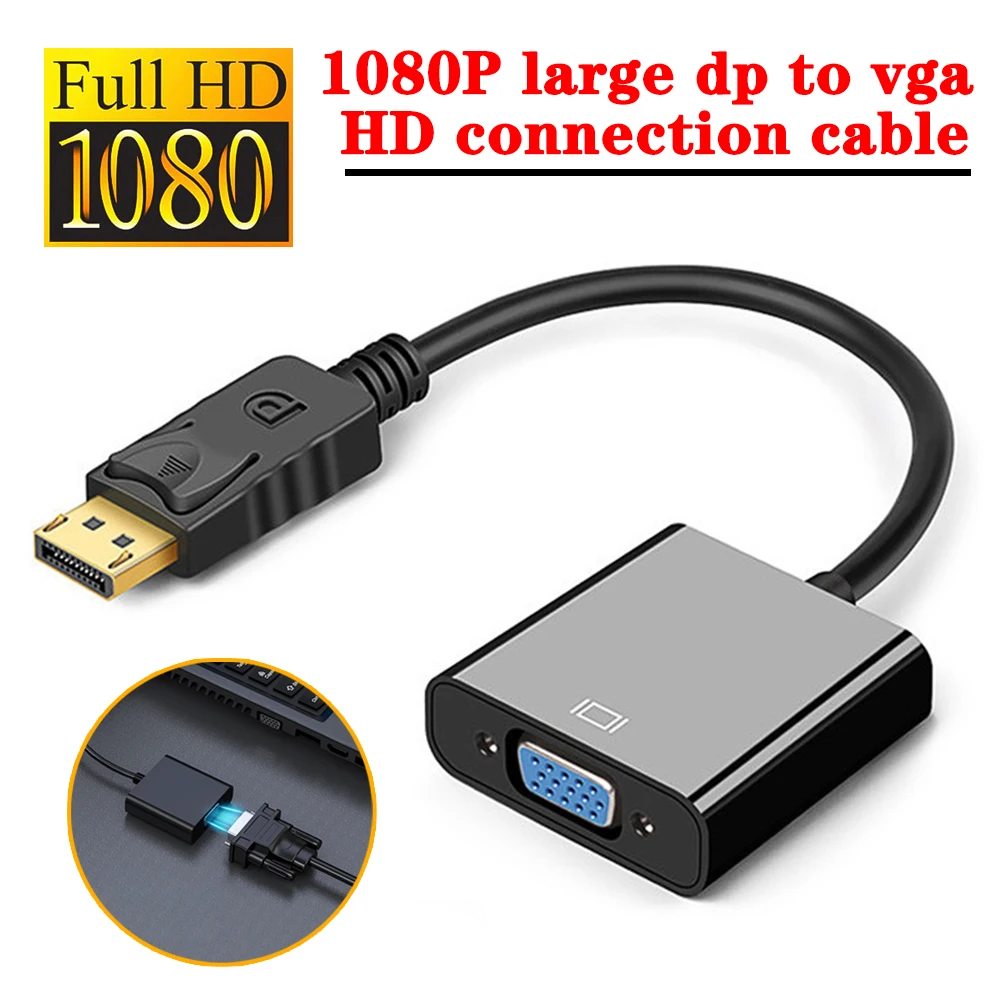 Display Port DP to VGA Adapter Cable Male to Female Converter for PC Computer Laptop Tablet HDTV Monitor Projector
Display Port DP to VGA Adapter Cable Male to Female Converter for PC Computer Laptop Tablet HDTV Monitor Projector