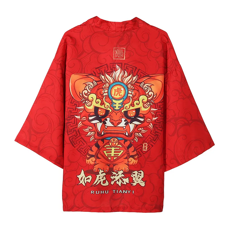 Кимоно в японском стиле для мужчин и женщин, кардиган с принтом Красного тигра, рубашка для косплея, юката, летняя пляжная одежда
Кимоно в японском стиле для мужчин и женщин, кардиган с принтом Красного тигра, рубашка для косплея, юката, летняя пляжная одежда