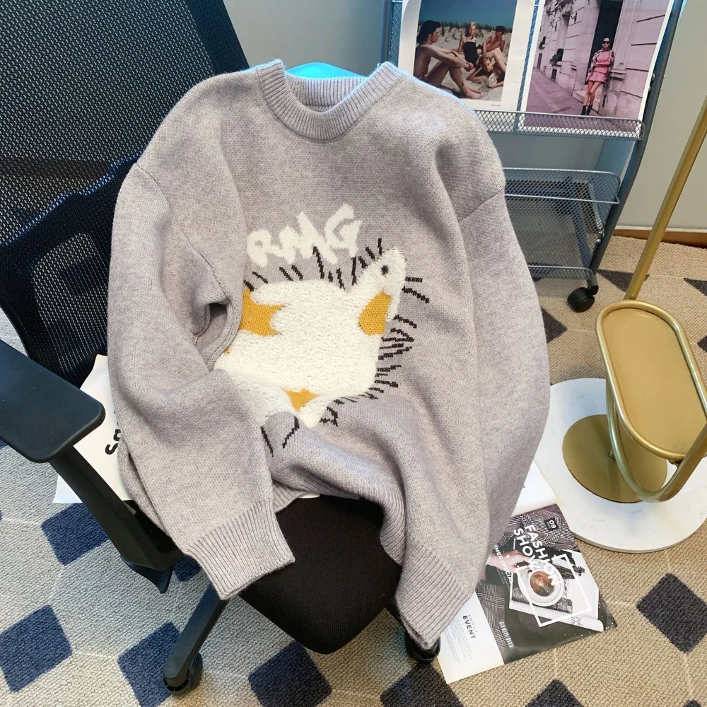 Kawaii Cartoon Duck Pullover Soft Waxy Sweater Women Casual Outerwear Loose Korean Style Lazy Knitted Top Streetwear
Kawaii Cartoon Duck Pullover Soft Waxy Sweater Women Casual Outerwear Loose Korean Style Lazy Knitted Top Streetwear
