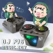 DJ Pig DJ Robot 30 Songs Music Box Piggy Children Lights Toys Rock Pig Waddle Dance Electric Doll Toddlers Kid Baby Musical Gift