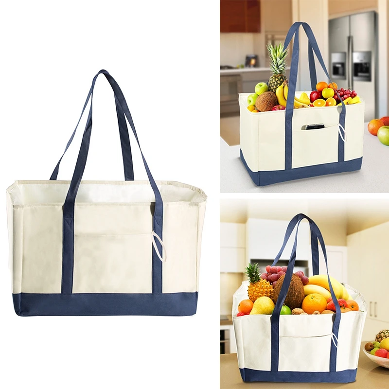 NEW-Reusable Grocery Bags, Collapsible Reusable Shopping Boxes Large Storage Bins, Shopping Tote Bag, Beige And Blue
NEW-Reusable Grocery Bags, Collapsible Reusable Shopping Boxes Large Storage Bins, Shopping Tote Bag, Beige And Blue