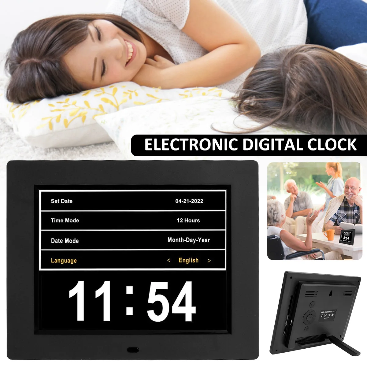 Digital Alarm Clock Digital Calendar Alarm Day Clock with 8'' Large Screen Display Reusable Clear Smart Calendar Day Clock
Digital Alarm Clock Digital Calendar Alarm Day Clock with 8'' Large Screen Display Reusable Clear Smart Calendar Day Clock