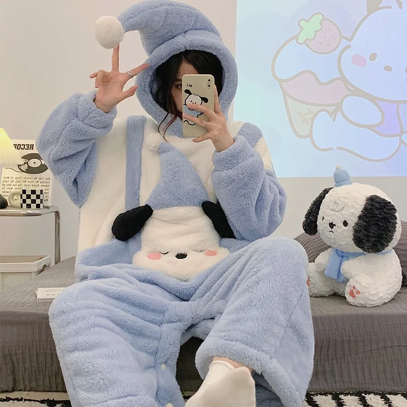 Sanrio Kawaii Anime Pochacco Plush Pajama New Cute Winter Warm Home Conjoined Flannel Hooded Student Outside Girl Birthday Gift
Sanrio Kawaii Anime Pochacco Plush Pajama New Cute Winter Warm Home Conjoined Flannel Hooded Student Outside Girl Birthday Gift