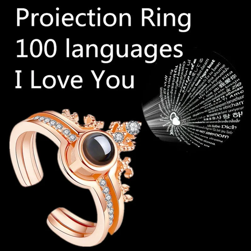 2 In 1 Crown Rings 100 Languages I Love You Projection Ring Gold Color Love Memory Couple Rings Engagement Wedding Jewelry Gifts
2 In 1 Crown Rings 100 Languages I Love You Projection Ring Gold Color Love Memory Couple Rings Engagement Wedding Jewelry Gifts