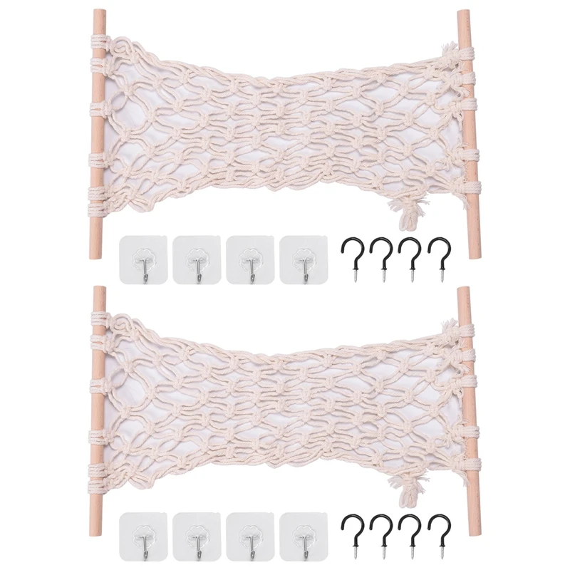 2Pcs Hanging Fruit Hammock - Macrame Fruit Hammock With Wood Rod And Hooks - Fruit Hammock For Kitchen Under Cabinet
2Pcs Hanging Fruit Hammock - Macrame Fruit Hammock With Wood Rod And Hooks - Fruit Hammock For Kitchen Under Cabinet