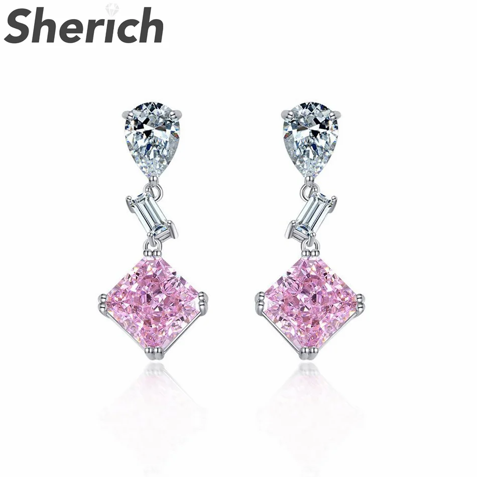 Sherich Square Pink Padma High Carbon Diamond 100% 925 Sterling Silver Fashion Drop Earrings Women's Top Quality Brand Jewelry
Sherich Square Pink Padma High Carbon Diamond 100% 925 Sterling Silver Fashion Drop Earrings Women's Top Quality Brand Jewelry