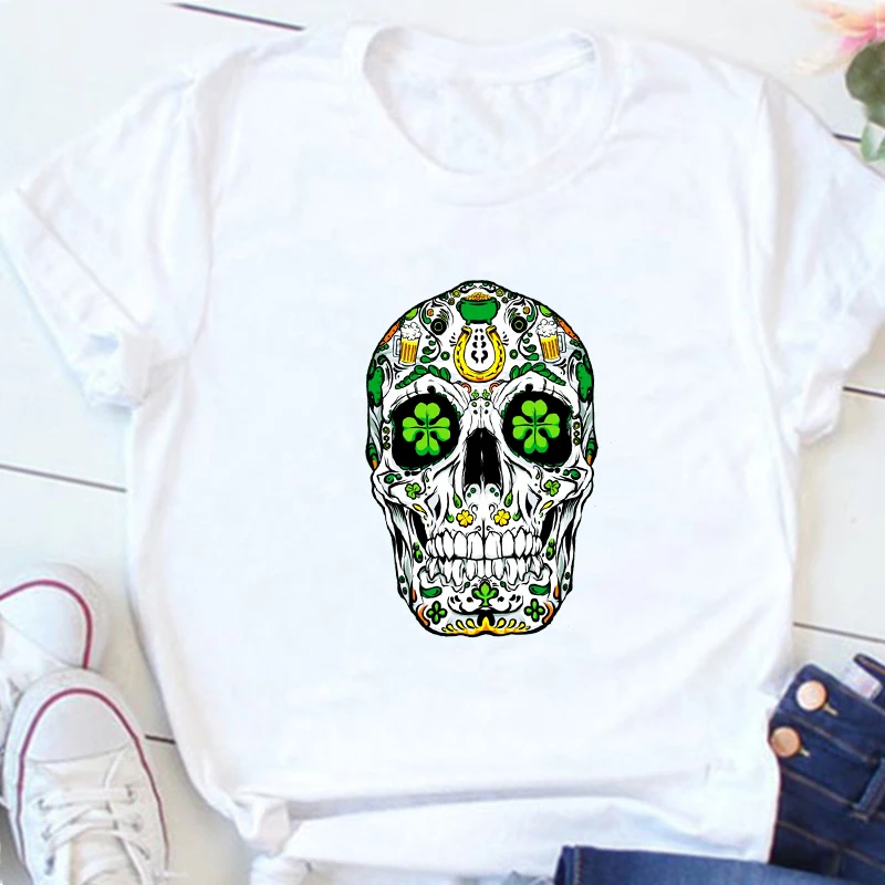 Shamrock Skull Shirts Saint Patrick's Day Women Clothing Plus Fashion Irish Graphic Tee Aesthetic Summer Punk Clothes L
Shamrock Skull Shirts Saint Patrick's Day Women Clothing Plus Fashion Irish Graphic Tee Aesthetic Summer Punk Clothes L