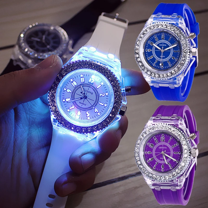 Женские и мужские кварцевые часы со светодиодной подсветкой | Наручные
