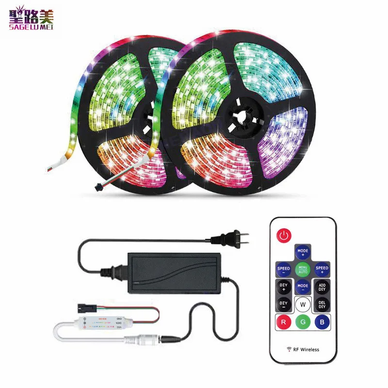 10M DC5V WS2812B 30leds Individually Addressable 5050 RGB Strip Lights +5V 10A LED Power Supply +1pcs 2.4G RF Remote Controller
10M DC5V WS2812B 30leds Individually Addressable 5050 RGB Strip Lights +5V 10A LED Power Supply +1pcs 2.4G RF Remote Controller