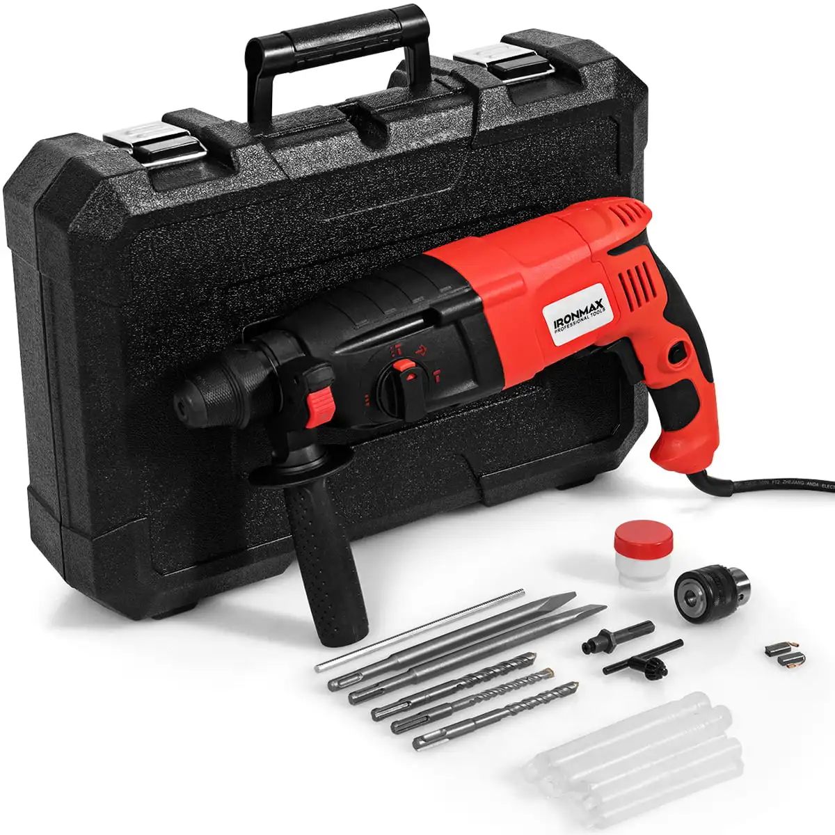 1/2'' Electric Rotary Hammer Drill 3 Mode SDS-Plus Chisel Kit 1100W Car Repair tools
1/2'' Electric Rotary Hammer Drill 3 Mode SDS-Plus Chisel Kit 1100W Car Repair tools