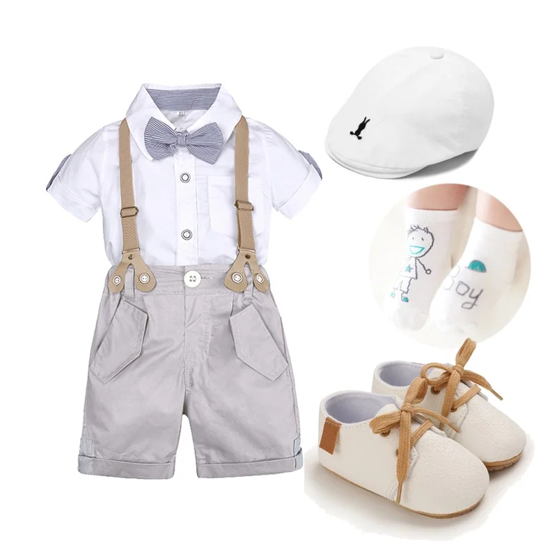 Gentleman Baby Clothes Boys 1 Year Birthday Outfit White Suit with Suspender Shorts Shoes Cap for Toddler Wedding Party
Gentleman Baby Clothes Boys 1 Year Birthday Outfit White Suit with Suspender Shorts Shoes Cap for Toddler Wedding Party