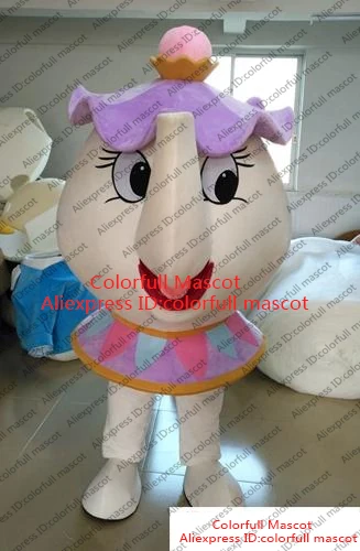 

Beauty and the Beast Mrs.Potts Teapot Mug Mascot Costume Adult Cartoon Halloween Christmas Gift Fancy Stage