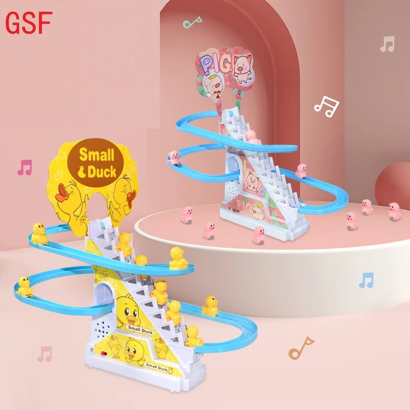 Electric Duck Climbing Stairs Toy DIY Rail Racing Track Roller Coaster Toys Set Light Music Educational Toy For Kids Gift
Electric Duck Climbing Stairs Toy DIY Rail Racing Track Roller Coaster Toys Set Light Music Educational Toy For Kids Gift