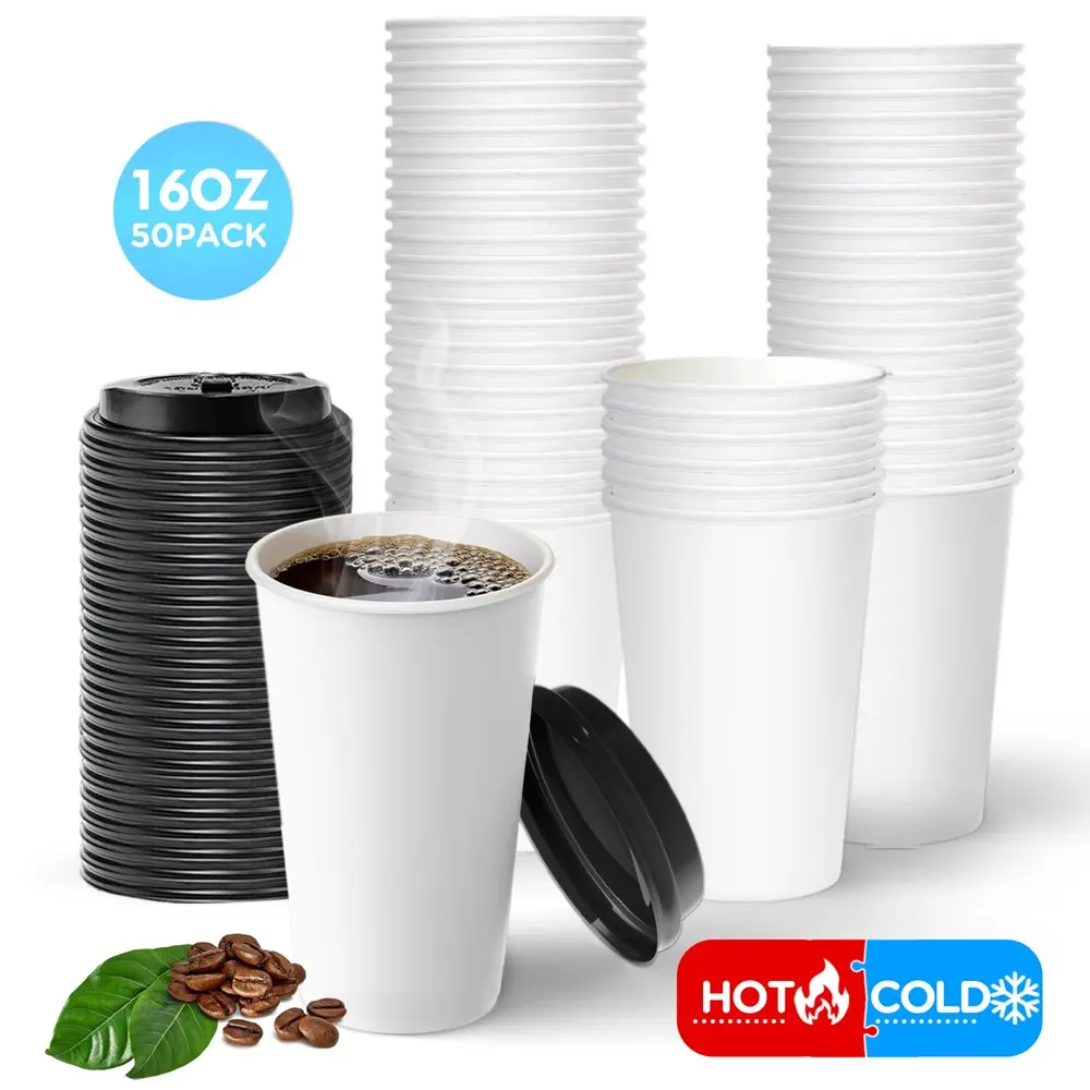Disposable Coffee Cups With Lids, 50 Pack Coffee Cup with black Dome, Paper Coffee Cups with Lids 16 oz, To Go Coffee Cups for H
Disposable Coffee Cups With Lids, 50 Pack Coffee Cup with black Dome, Paper Coffee Cups with Lids 16 oz, To Go Coffee Cups for H