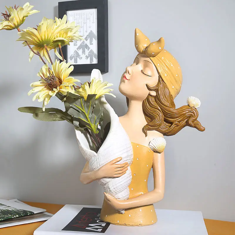 Modern Conch Seashell Girl Resin Vase Fake Flower Set Ornaments Bookcase Cafe Furnishing Crafts Home Livingroom Sculpture Decor
Modern Conch Seashell Girl Resin Vase Fake Flower Set Ornaments Bookcase Cafe Furnishing Crafts Home Livingroom Sculpture Decor