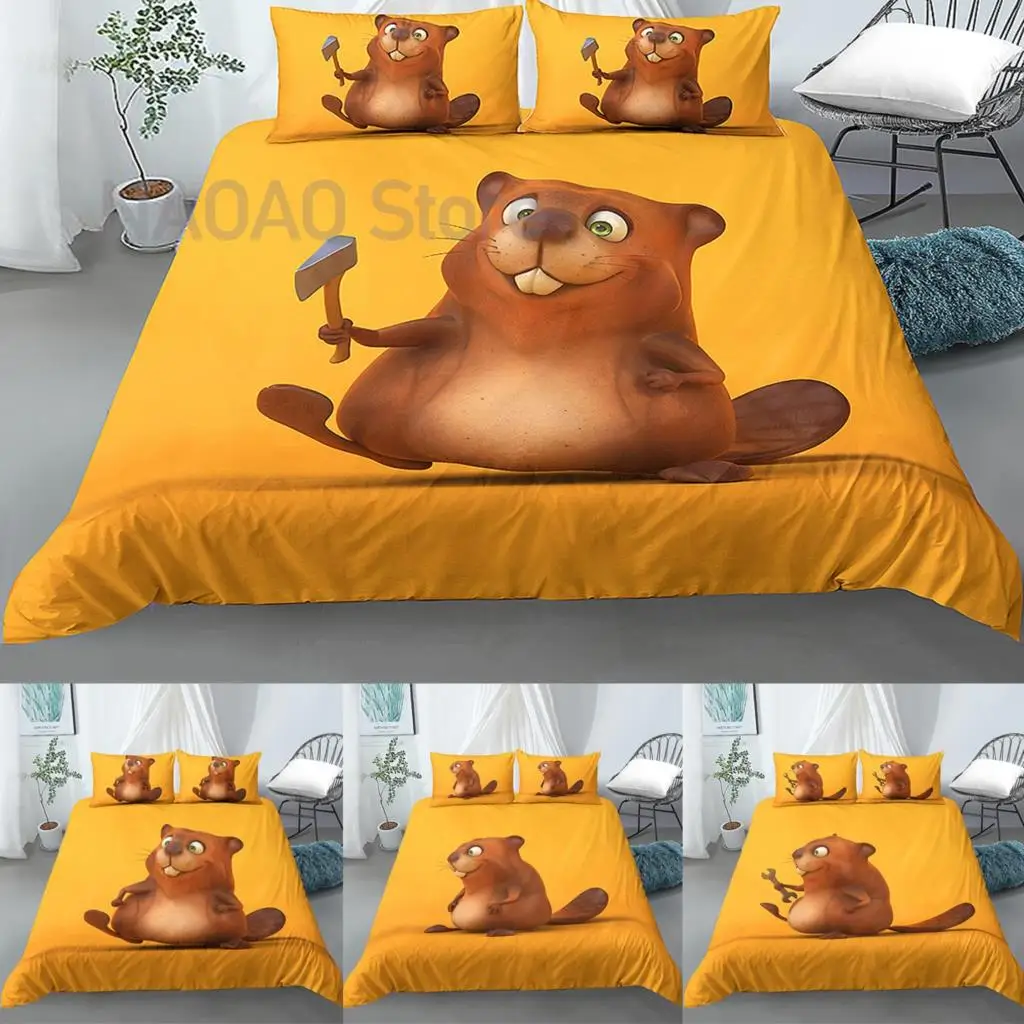 Funny Cute Beaver Duvet Cover 3D Bedding Set Cartoon Printed King Set Size Bedding Set Home Textiles With Pillow Case
Funny Cute Beaver Duvet Cover 3D Bedding Set Cartoon Printed King Set Size Bedding Set Home Textiles With Pillow Case