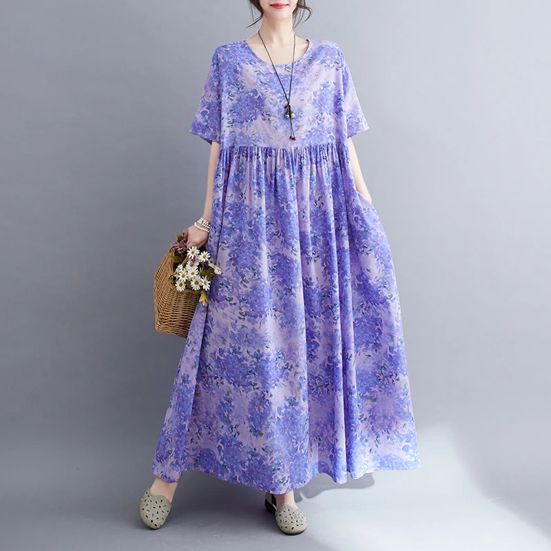 2023 New Arrival Summer Women Casual Loose Print Short Sleeve Ankle-length Dress All-matched O-neck Cotton Linen Dresses V422
2023 New Arrival Summer Women Casual Loose Print Short Sleeve Ankle-length Dress All-matched O-neck Cotton Linen Dresses V422