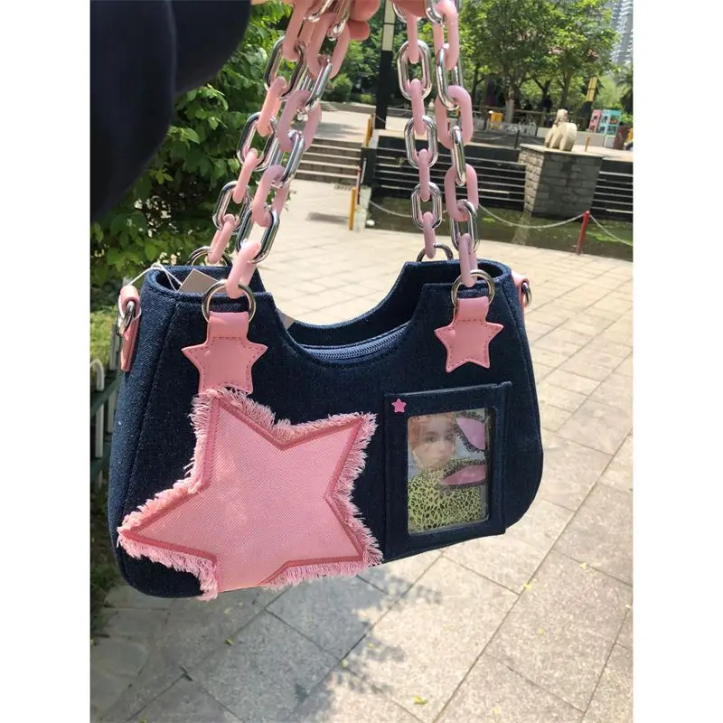 JIAERDI Y2k Grunge Star Bag Women 2023 Hot Girls Transparent Zipper Casual Denim Handbag Female Harajuku Aesthetic Shoulder Bag
JIAERDI Y2k Grunge Star Bag Women 2023 Hot Girls Transparent Zipper Casual Denim Handbag Female Harajuku Aesthetic Shoulder Bag