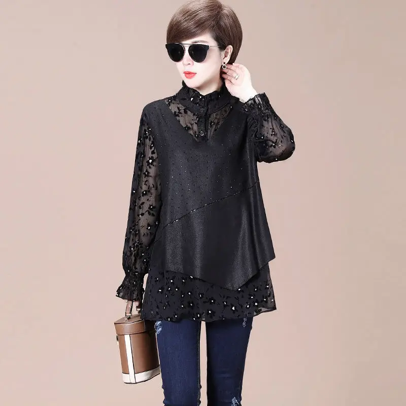 Fake Two Pieces Lace Patchwork Blouse Women Autumn Korean Fashion Vintage Loose Blouses Shirts Blusas Mujer De Moda 2023 E359
Fake Two Pieces Lace Patchwork Blouse Women Autumn Korean Fashion Vintage Loose Blouses Shirts Blusas Mujer De Moda 2023 E359
