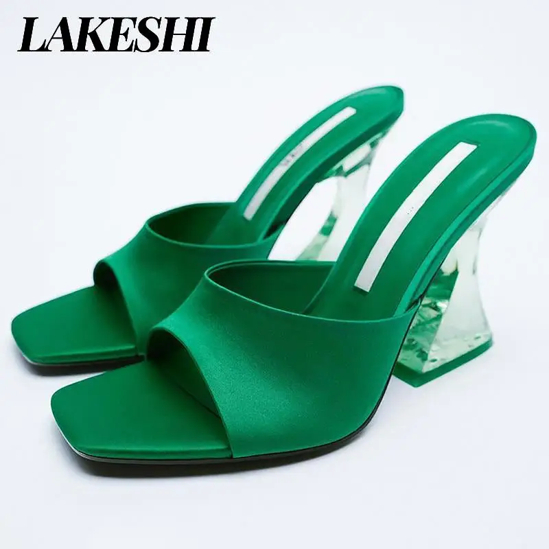 2022 Summer Sandals Women Slippers Square Toe High Heels Sandals Ladies Slides Pink Green Mules Women Shoes Transparent Heels
2022 Summer Sandals Women Slippers Square Toe High Heels Sandals Ladies Slides Pink Green Mules Women Shoes Transparent Heels