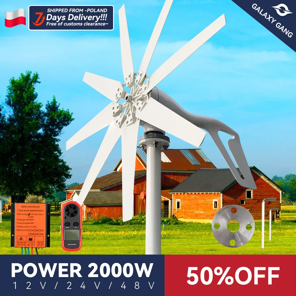 Energy Sources Wind Turbine Electric Power Generator Dynamo 2000W 12V 24V 48V With Mppt Charge Controller For Home Use
Energy Sources Wind Turbine Electric Power Generator Dynamo 2000W 12V 24V 48V With Mppt Charge Controller For Home Use