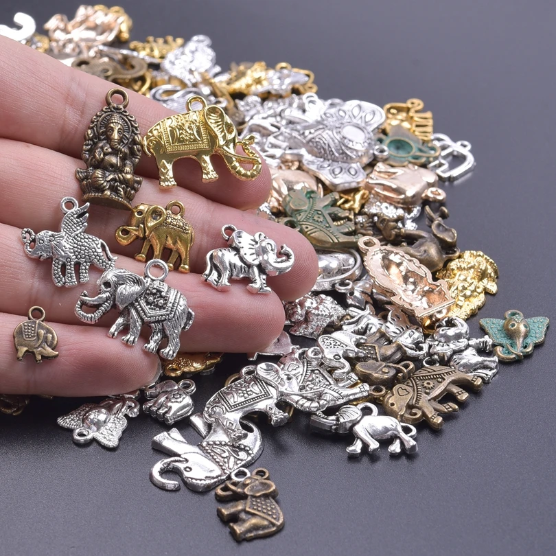 10-50pcs Mixed Elephant Charms For Jewelry Making Antique Bronze Silver Color Elephant Pendant Jewelry DIY Handmade Accessories
10-50pcs Mixed Elephant Charms For Jewelry Making Antique Bronze Silver Color Elephant Pendant Jewelry DIY Handmade Accessories