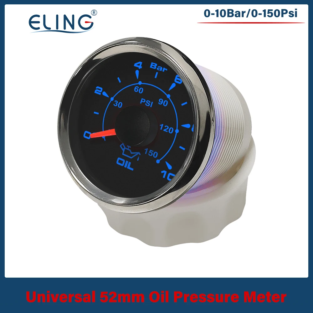 ELING Waterproof Universal 52mm Oil Pressure Gauge Meter 0-10 bar 0-150 Psi for Car Truck Boat with 8 Colors Backlights 9-32V
ELING Waterproof Universal 52mm Oil Pressure Gauge Meter 0-10 bar 0-150 Psi for Car Truck Boat with 8 Colors Backlights 9-32V