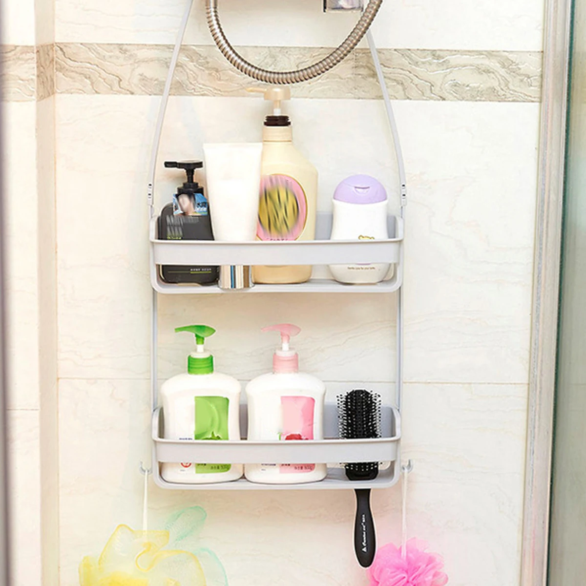 Bathroom Hanging Shower Caddy with 2 Layers Shower Organizer Holder Bathroom Hanging Storage Rack Over Shower Head for Shampoo
Bathroom Hanging Shower Caddy with 2 Layers Shower Organizer Holder Bathroom Hanging Storage Rack Over Shower Head for Shampoo