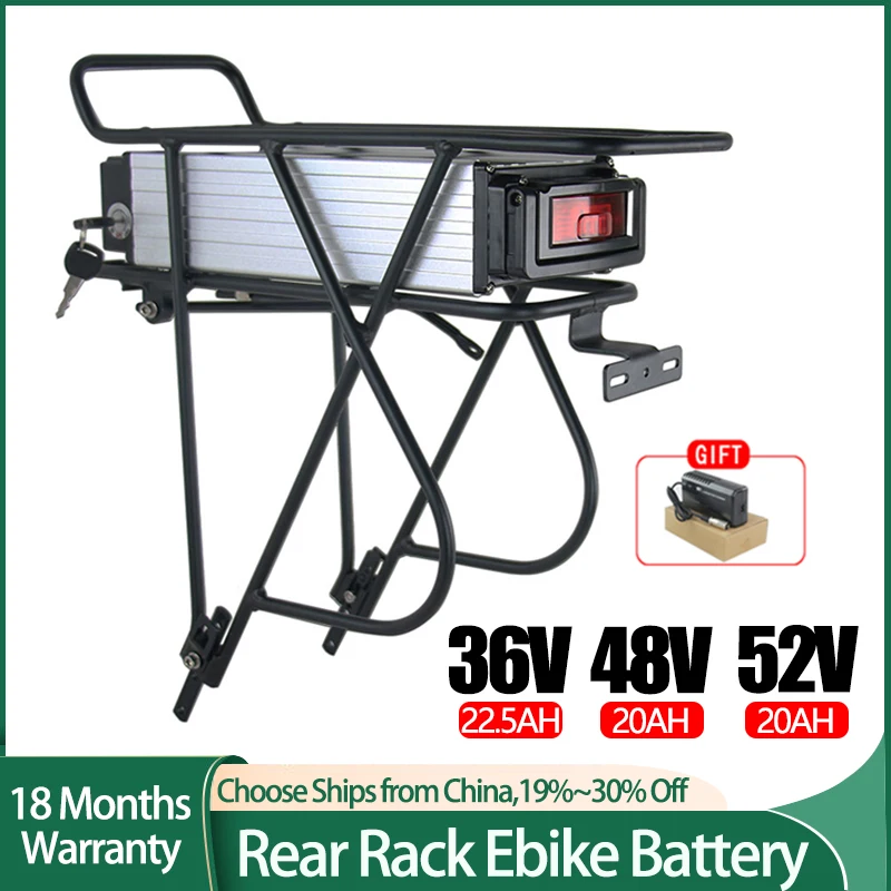 

Rear Rack Ebike Battery 48V 20Ah 52V 20Ah 36V 22.5Ah 18650 48V Battery Pack for Bafang 1500W 1000W 750W 500W 350W 250W Motor