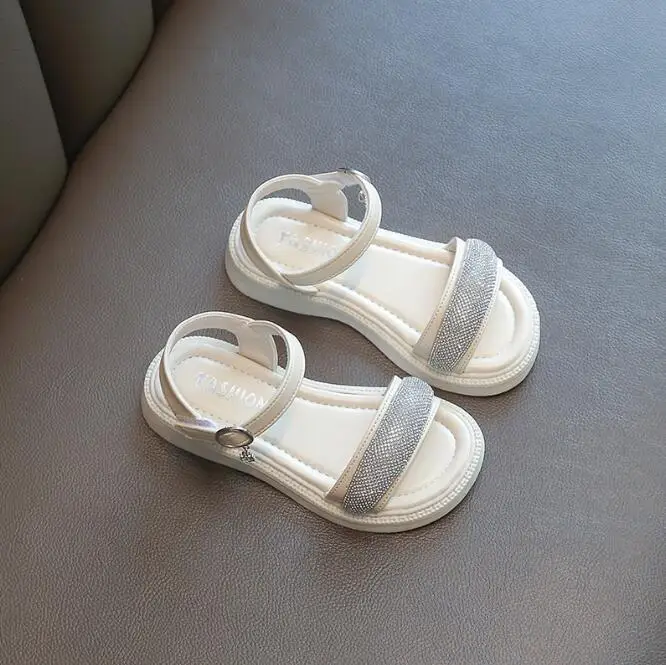 Сандалии для девочек 2022 Детские Модные летние новые туфли принцессы с блестками