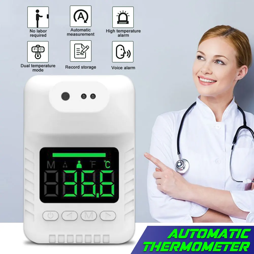 Smart Noncontact Sensor Voice Broadcast Portable Automatic Body Temperature Detector Highprecision Infrared Forehead Thermometer
Smart Noncontact Sensor Voice Broadcast Portable Automatic Body Temperature Detector Highprecision Infrared Forehead Thermometer