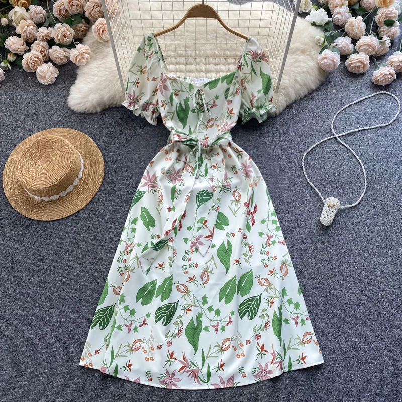 WEIHAOBANG 2022 Summer Women's New Printed Square Neck Bubble Short Sleeve Lace Up High Waist Slim Mid Length A-line Skirt
WEIHAOBANG 2022 Summer Women's New Printed Square Neck Bubble Short Sleeve Lace Up High Waist Slim Mid Length A-line Skirt