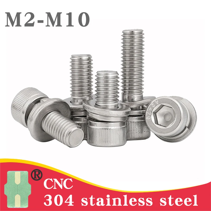 Hexagon Hex Socket Cup Head Screw Set M2 M2.5 M3 M4 M5 M6 M8 M10 304 Stainless Steel screws With Spring Washer And Plain Washer
Hexagon Hex Socket Cup Head Screw Set M2 M2.5 M3 M4 M5 M6 M8 M10 304 Stainless Steel screws With Spring Washer And Plain Washer