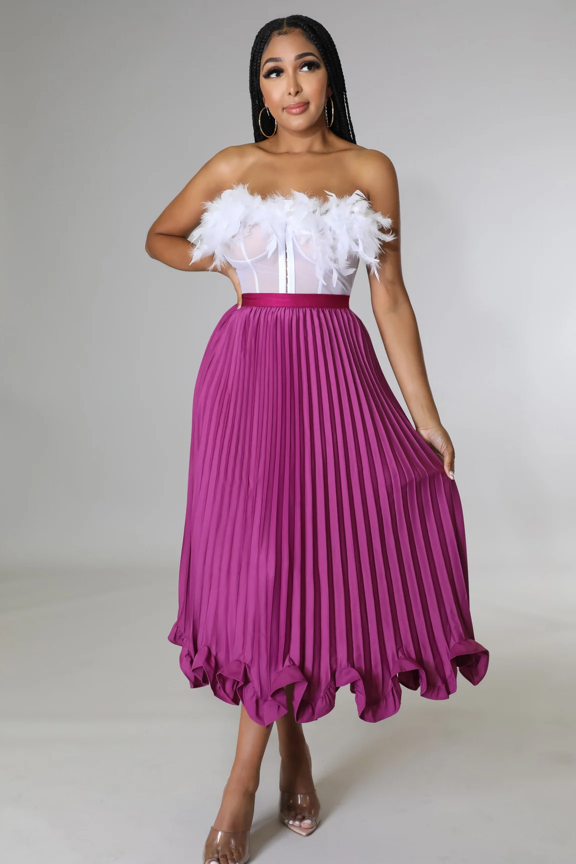 Women's 2022 Summer Pleated Skirt Set Wrap chest upper tight lower loose two-piece set waist collection wool splicing party
Women's 2022 Summer Pleated Skirt Set Wrap chest upper tight lower loose two-piece set waist collection wool splicing party