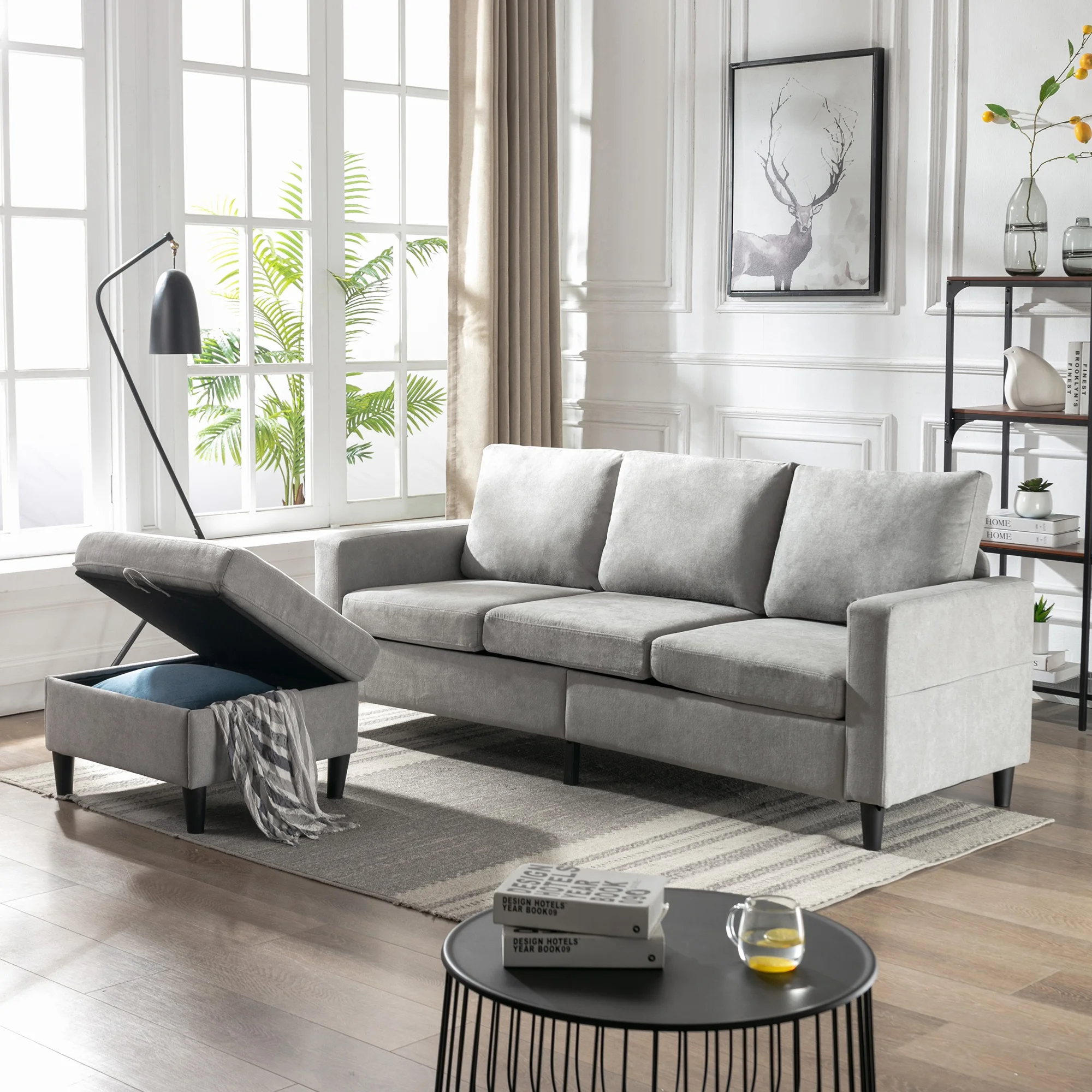 Sectional Sofa with Handy Side Pocket,Living Room L-Shape 3-Seater Couch with Movable Ottoman for Small Space
Sectional Sofa with Handy Side Pocket,Living Room L-Shape 3-Seater Couch with Movable Ottoman for Small Space