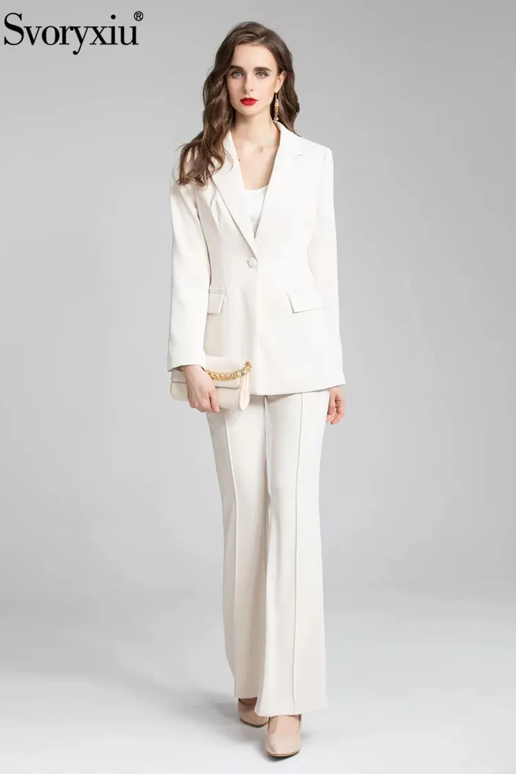 Svoryxiu Runway Spring Vintage Meter Color Trousers Suit Women's Long Sleeve Single Button Blazers Tops + High Waist Trousers 
Svoryxiu Runway Spring Vintage Meter Color Trousers Suit Women's Long Sleeve Single Button Blazers Tops + High Waist Trousers