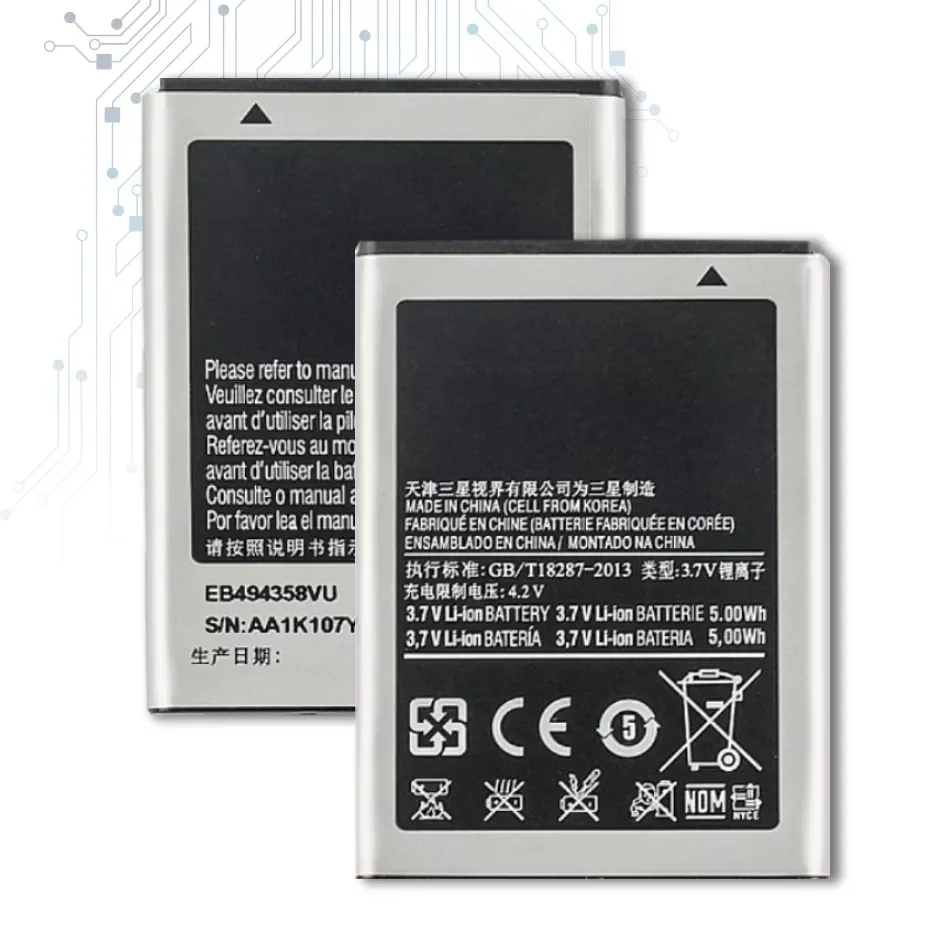 2023New EB494358VU Battery For Samsung Galaxy Ace S5830 S5660 S7250D S5670 i569 I579 GT-S6102 S6818 GT-S5839i 1350mAh with Track
2023New EB494358VU Battery For Samsung Galaxy Ace S5830 S5660 S7250D S5670 i569 I579 GT-S6102 S6818 GT-S5839i 1350mAh with Track