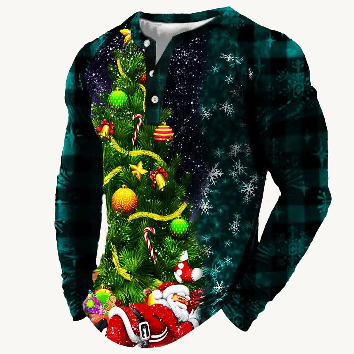 Men's Henley Shirt Graphic Tree Santa Claus Henley3D Print Daily Sports Long Sleeve Patchwork Button-Down Clothing
Men's Henley Shirt Graphic Tree Santa Claus Henley3D Print Daily Sports Long Sleeve Patchwork Button-Down Clothing