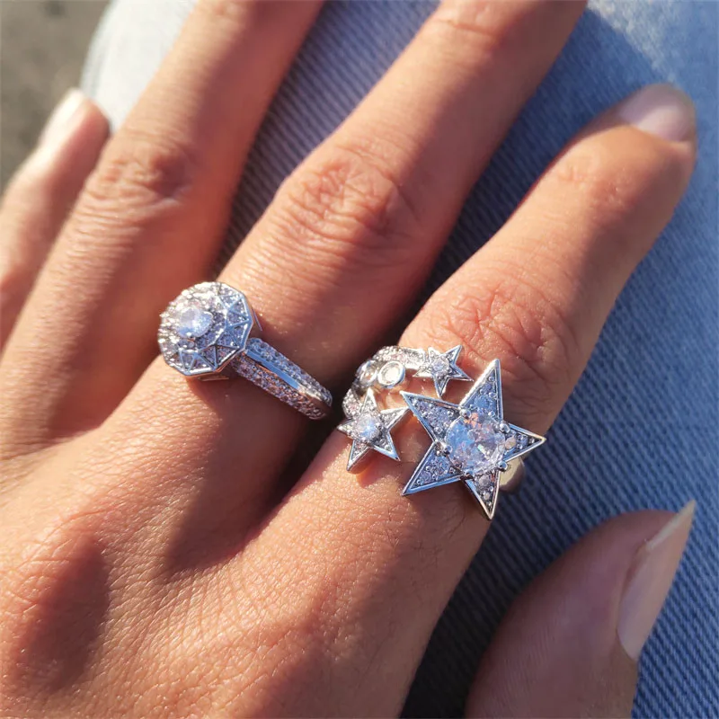 Exaggerated Pentagram Shape Cubic Zirconia Rings Opening Adjustable Ring Fashion Party Wedding Christmas New Year Jewelry Gifts
Exaggerated Pentagram Shape Cubic Zirconia Rings Opening Adjustable Ring Fashion Party Wedding Christmas New Year Jewelry Gifts