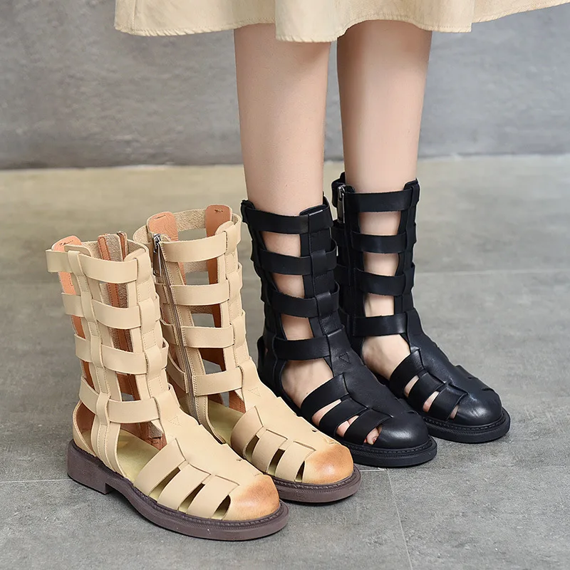 Summer Black Vintage Leather Cowhide Women's Boots Apricot Leather Braided Gladiator Women's Sandals Boots Women Summer Shoes
Summer Black Vintage Leather Cowhide Women's Boots Apricot Leather Braided Gladiator Women's Sandals Boots Women Summer Shoes