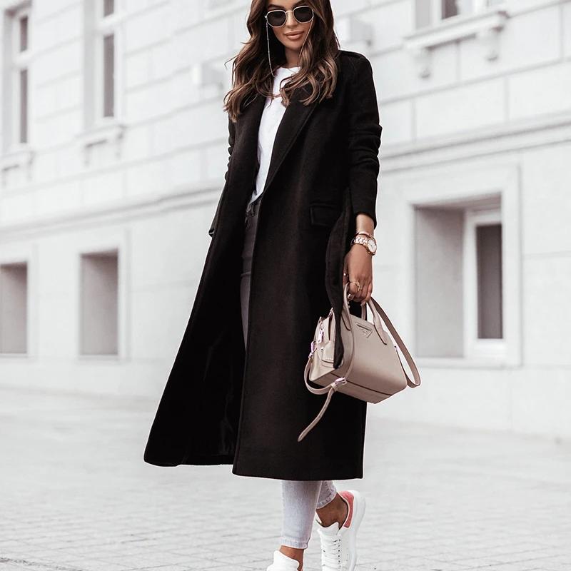 New Long Sleeve Outerwear Women Simple Lace-up Solid Long Cardigan Coats Autumn Winter Elegant Lapel Wool & Blends Jacket Tops
New Long Sleeve Outerwear Women Simple Lace-up Solid Long Cardigan Coats Autumn Winter Elegant Lapel Wool & Blends Jacket Tops