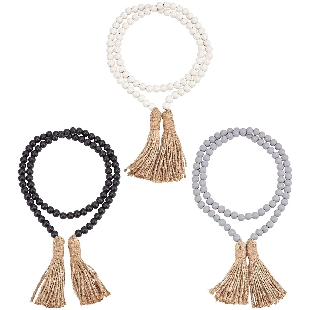 Round Natural Wood Beads with Hemp Cord Tassel 3 Pcs Wall Hanging Decorations Prayer Wood Bead Rustic Country Decor for Crafts
Round Natural Wood Beads with Hemp Cord Tassel 3 Pcs Wall Hanging Decorations Prayer Wood Bead Rustic Country Decor for Crafts