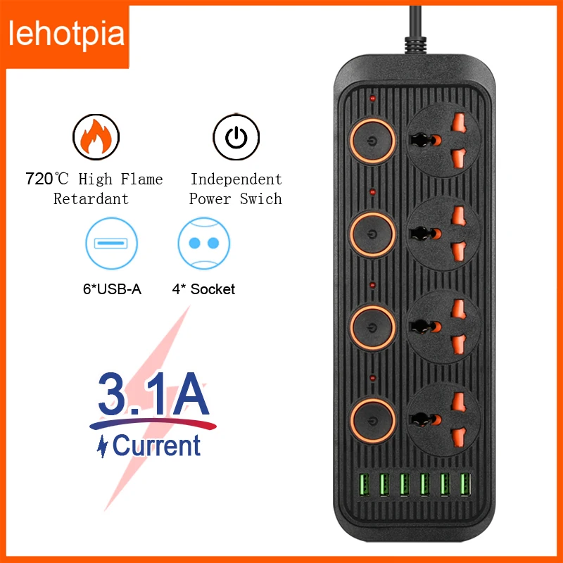 EU/UK/US Power Strip Plug With Extension Cable Electrical Sockets Adapter 6 USB Ports Smart Home Surge Protector Network Filter
EU/UK/US Power Strip Plug With Extension Cable Electrical Sockets Adapter 6 USB Ports Smart Home Surge Protector Network Filter
